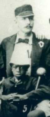 Anson and mascot Clarence Duval (from 1888 Chicago team picture above, which includes actor-baseball fans Digby Bell (center) and De Wolf Hopper (to Bell’s right))