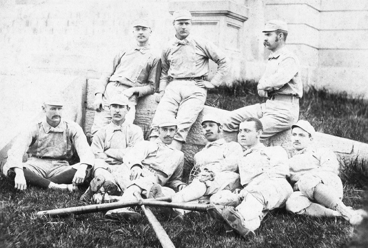 Walker (bottom row, third from right) on his 1882 University of Michigan team (Courtesy: Howard W. Rosenberg/Cap Anson 4)